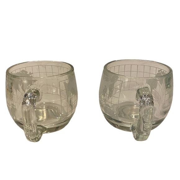 Set of 2 Vintage Nestle Nescafe World Map Globe Etched Glasses Mug Coffee Cups - Picture 5 of 16